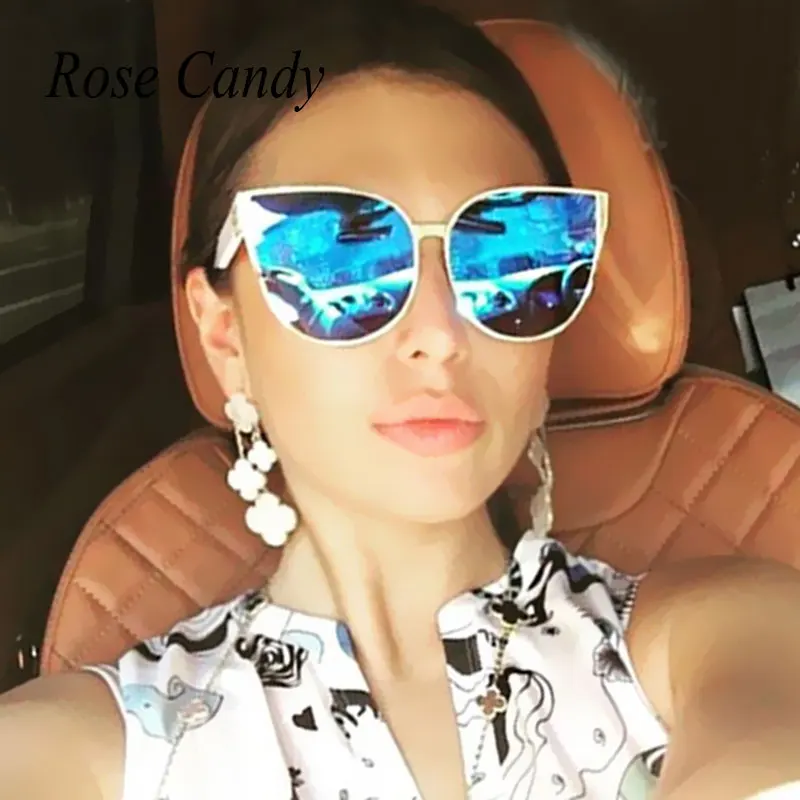 Mirror Oversized Cat Eye Sunglasses Famous 2023 New Brand Designer New Women Fashion Sun glasses Lady Big Size Hip Hop_voghion.com
