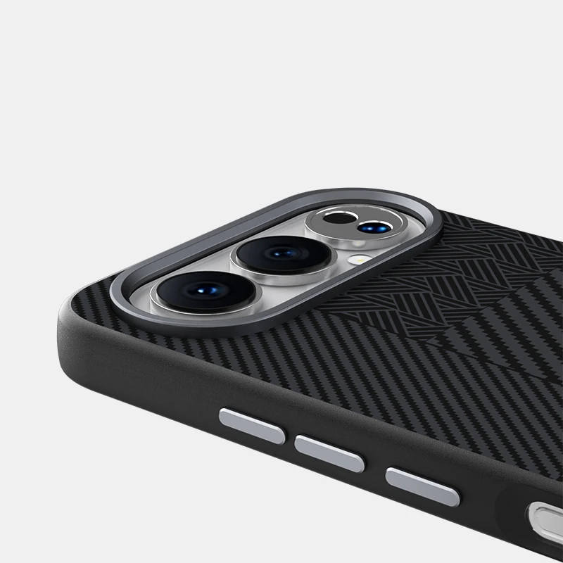 Sleek Carbon Fiber Pattern MagSafe Case with Alloy Camera Protection