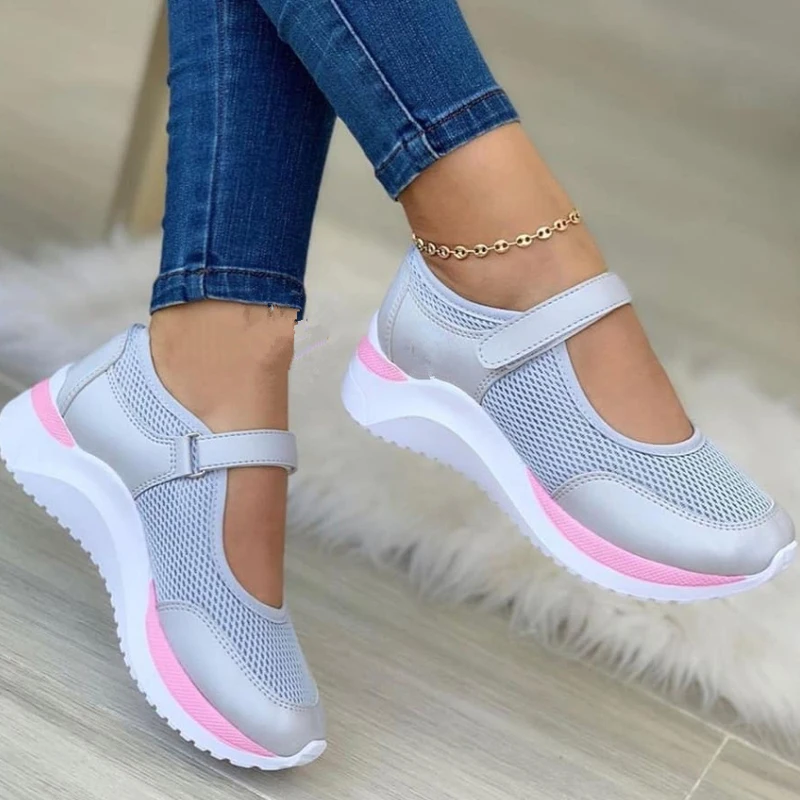 

2023 Women Fashion Vulcanized Sneakers Platform Solid Color Flats Ladies Shoes Casual Breathable Wedges Ladies Walking Sneakers