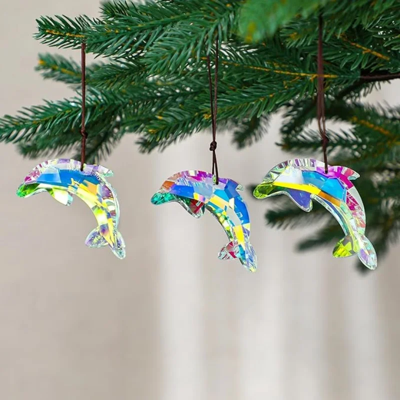 Crystal Hanging Butterfly Dolphin Prism Suncatcher Butterfly Sun Catcher for Window Garden Indoor Outdoor Home Christmas Decor