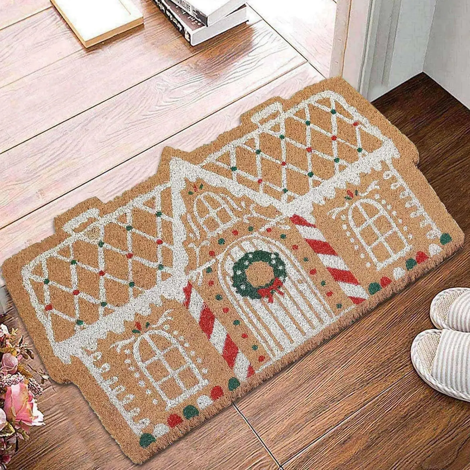 Christmas Decorative Outdoor Floor Mat For Front Door Holiday Door Mat Christmas Non-Slip Winter Mat Holiday Decorations Doormat