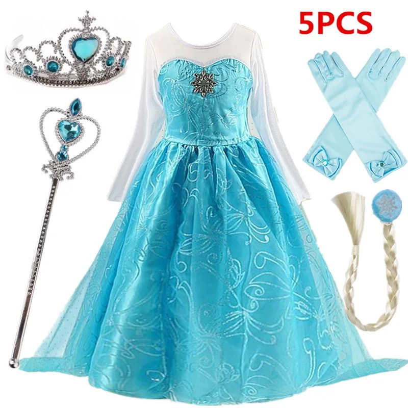 Costumes de la Reine des Neiges Elsa pour Fille, Robe de Princesse Cosplay pour Halloween, Carnaval, ix, Bal, Vêtements pour Enfants de 3 à 10 Ans
