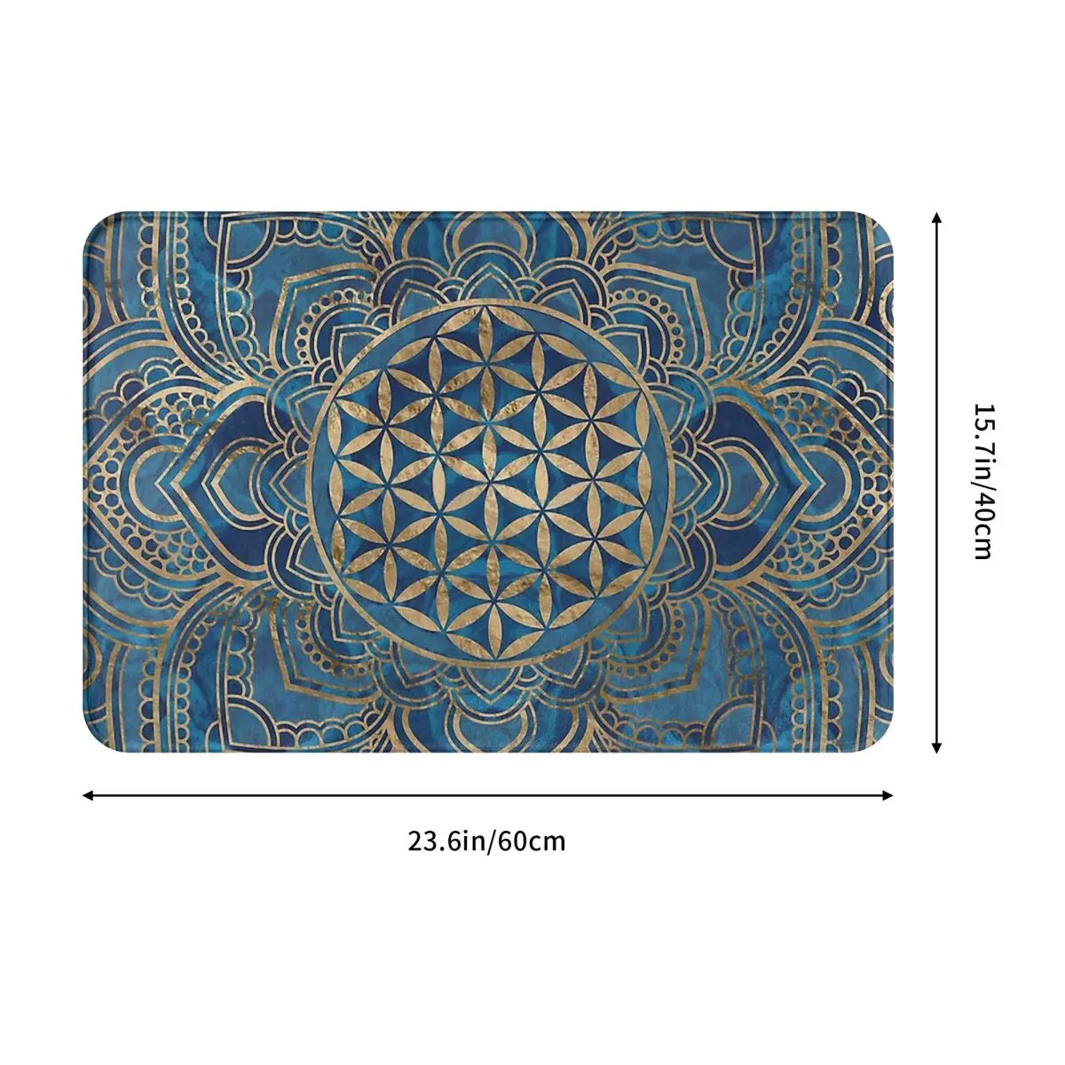 Culture Bath Mat Flower Of Life In Lotus Mandala Blue Marble And Gold Doormat Kitchen Carpet Entrance Door Rug Home Decoration