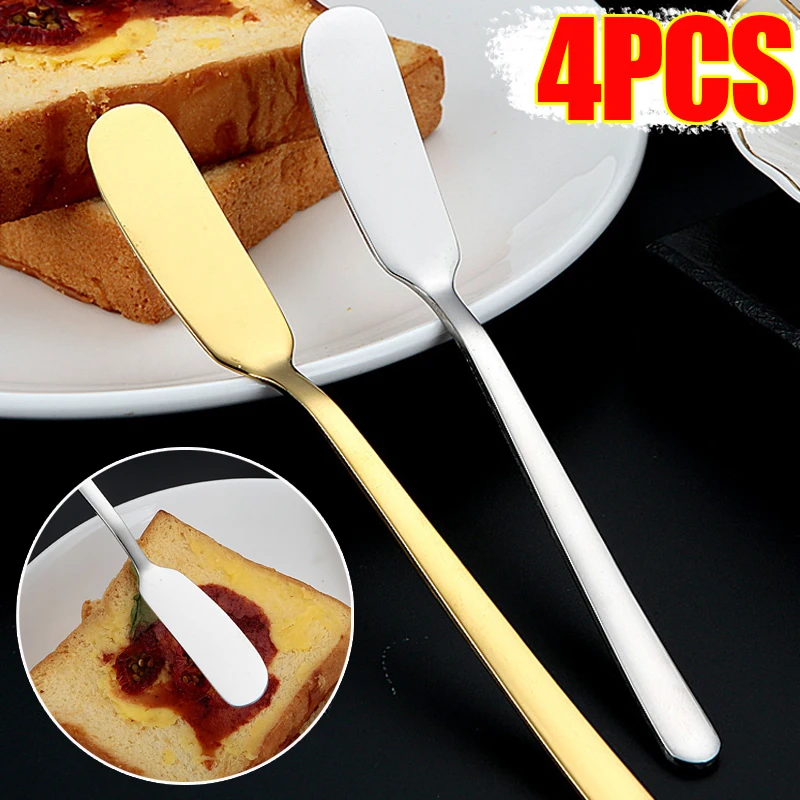 4/1PCS Butter Knifes Stainless Steel Cheese Cutter Knifes Long Handle Bread Jam Spreaders Cream Toast Cutlery Kitchen Gadgets