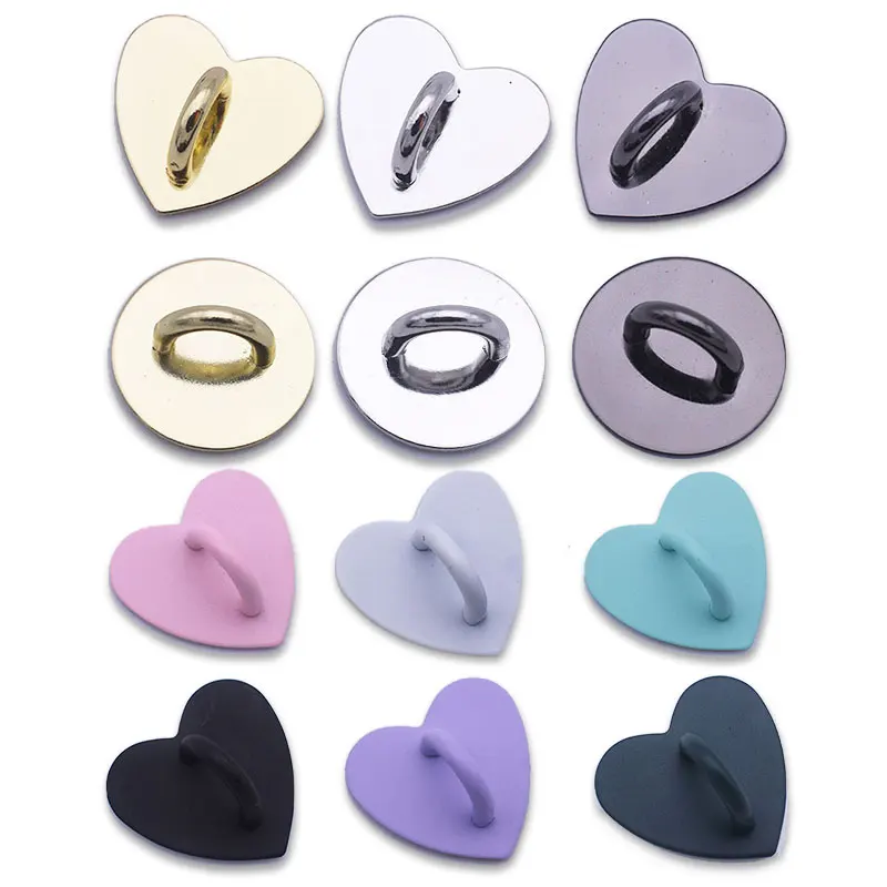 5PCS Kawaii Adhesive Metal Heart Phone Charm Holder Mobile