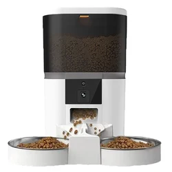 Smart 4L Automatic Pet Feeder with Camera & Dual Feeding Bowls - 4L (4L White)