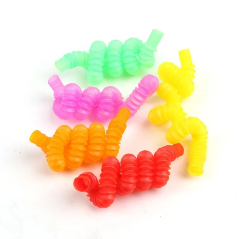 Mini Pop Tubes Sensory Toy Adult Fidget Stress Relieve Toy Kid Autism Anti Stress Plastic Bellows Children Squeeze Toy 1Pcs