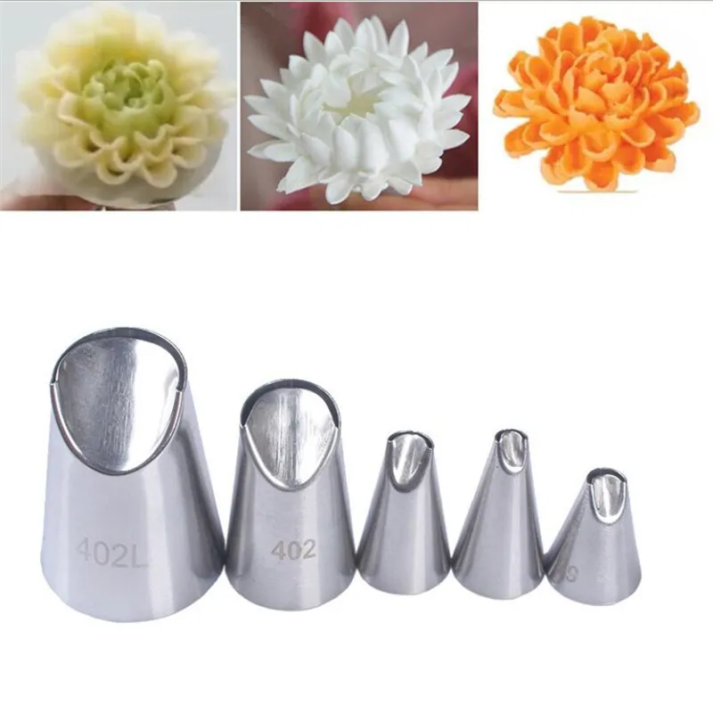 Chrysanthemum Nozzle Icing Piping Pastry Nozzles Kitchen Gadget Baking Accessories Making Cake Decoration Tools 5Pcs/set