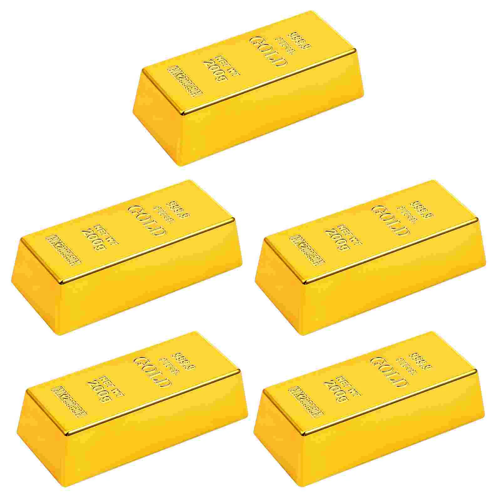 5pcs Decorative Prop Gold Bullion Fake Gold Bar Simulation Gold Bullion Fake Gold Bricks