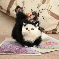 New Cute Simulation Kitten Animal Cat Decoration Gift Home Car Ornament Crafts Plush Figurine Miniature Christmas Party Model 1
