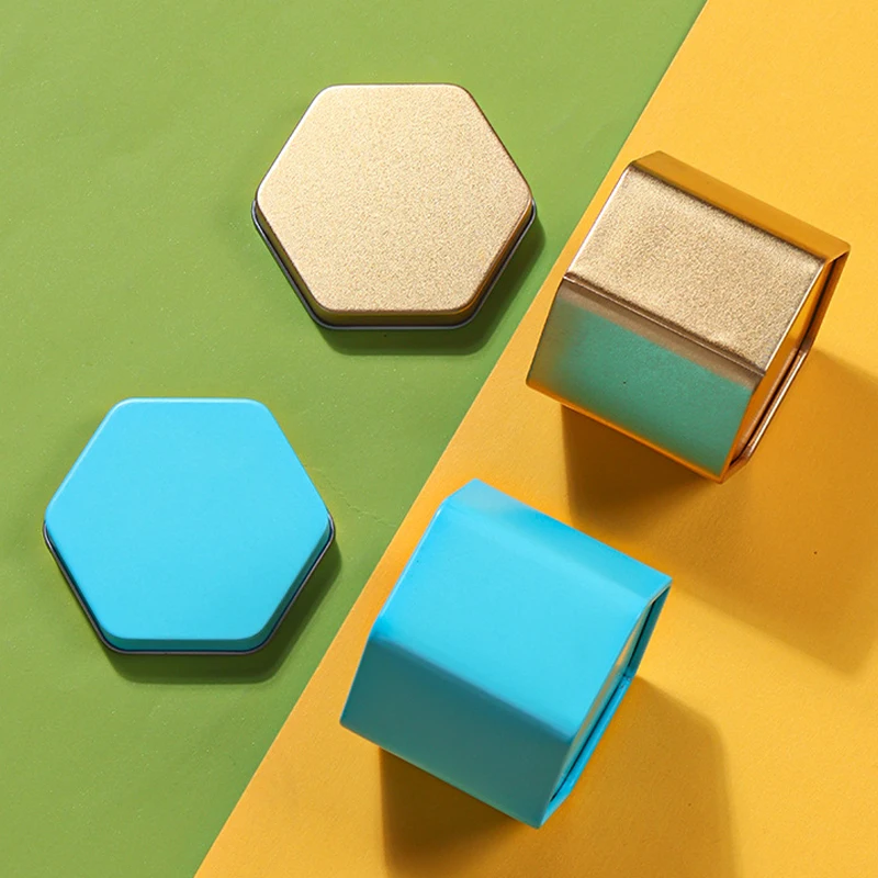 Portable tea tin box tea canister Solid Color Tea Sealed Box Teaware Storage Container Hexagonal Tinplate Can Coffee Sugar Kitchen Storage
