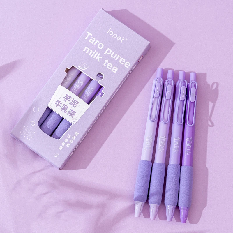 4 Teile/paket Lila Serie 0,5 MM Gel Stift Für Studenten Soft-Touch Schreiben Stift Schwarz Refill Schreibwaren Stift Büro Schule liefert Neue