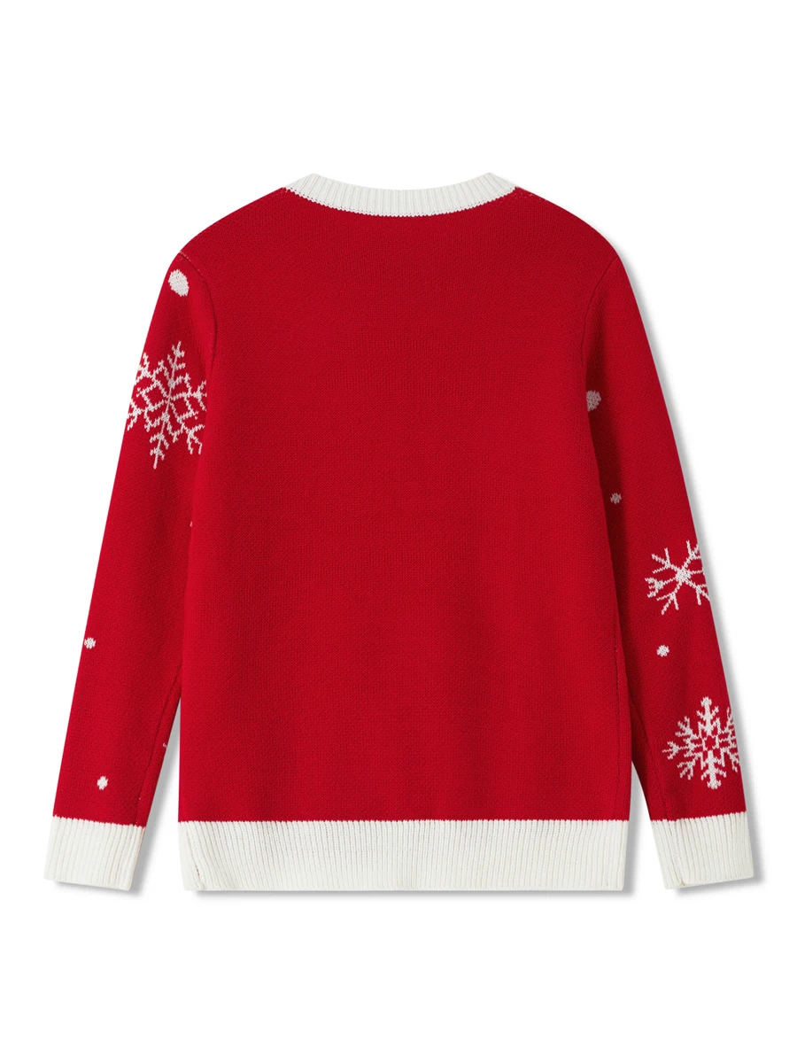 Winter Snowflake Reindeer Patterned Sweater Cozy Crew Neck Long Sleeve Knitwear for Adults Unisex S M L XL XXL XXXL Size