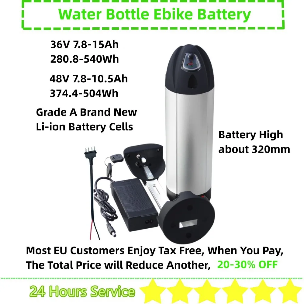 

Water Bottle Ebike Battery 36V 8Ah 10Ah 11.6Ah 14Ah Battery Replace Upgrade Ancheer AM001907 Battery with Charger 250w 500w