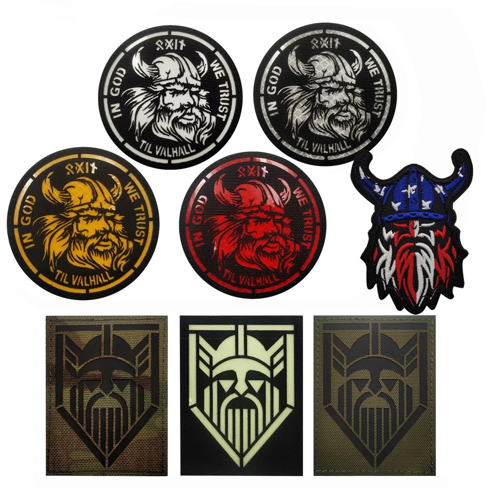 

Viking Patch Morale Badge Infrared Reflection Armband Tactical Luminous Light Hook & Loop Embroidery Backpack Appliqued Stickers