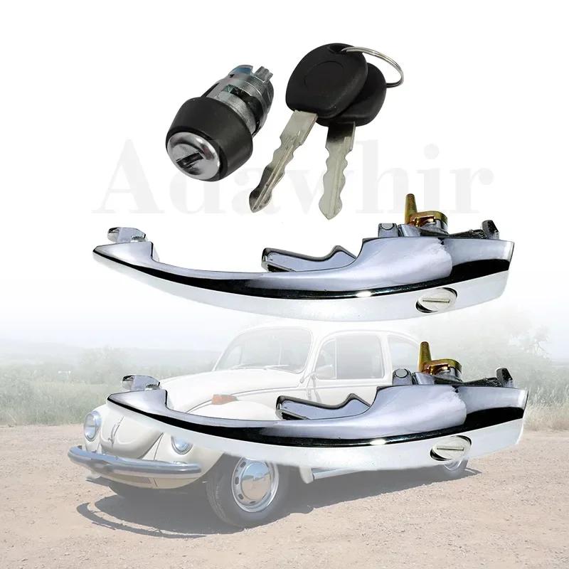 Adatto Per Volkswagen Beetle Super Beetle Karmann Ghia Maniglia Per Porta + Set Combinato Blocco Accensione