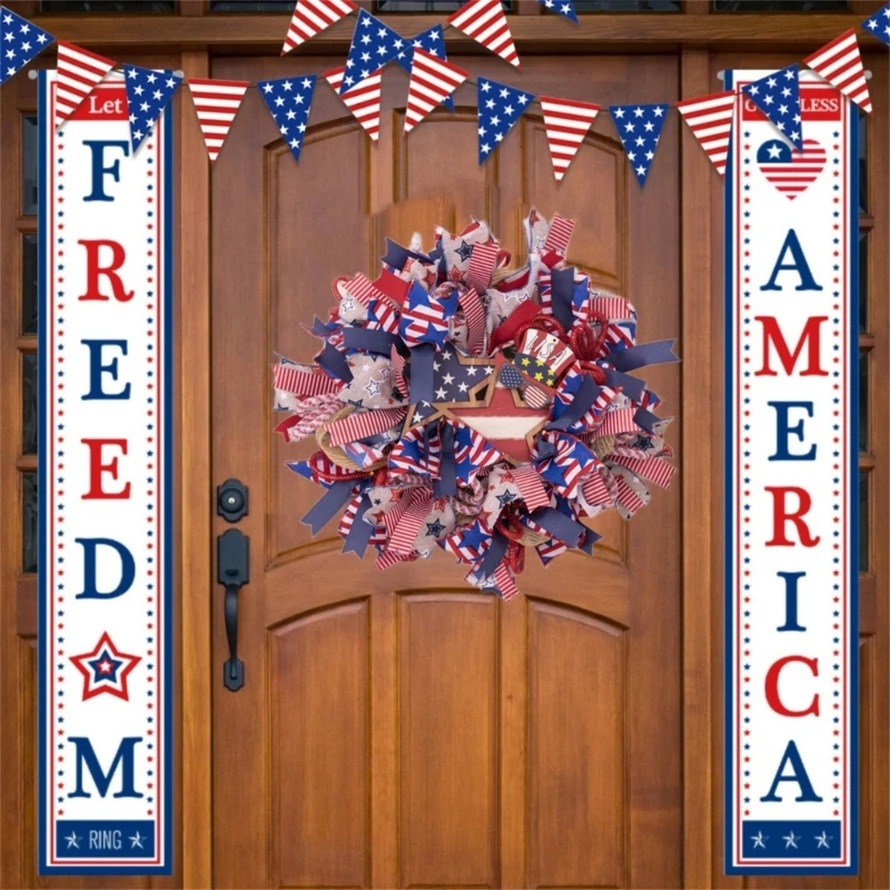 

Патриотический венок четвертого июля и дверной венок Ветераны, украшения ко Дню независимости и венок из осенних цветов