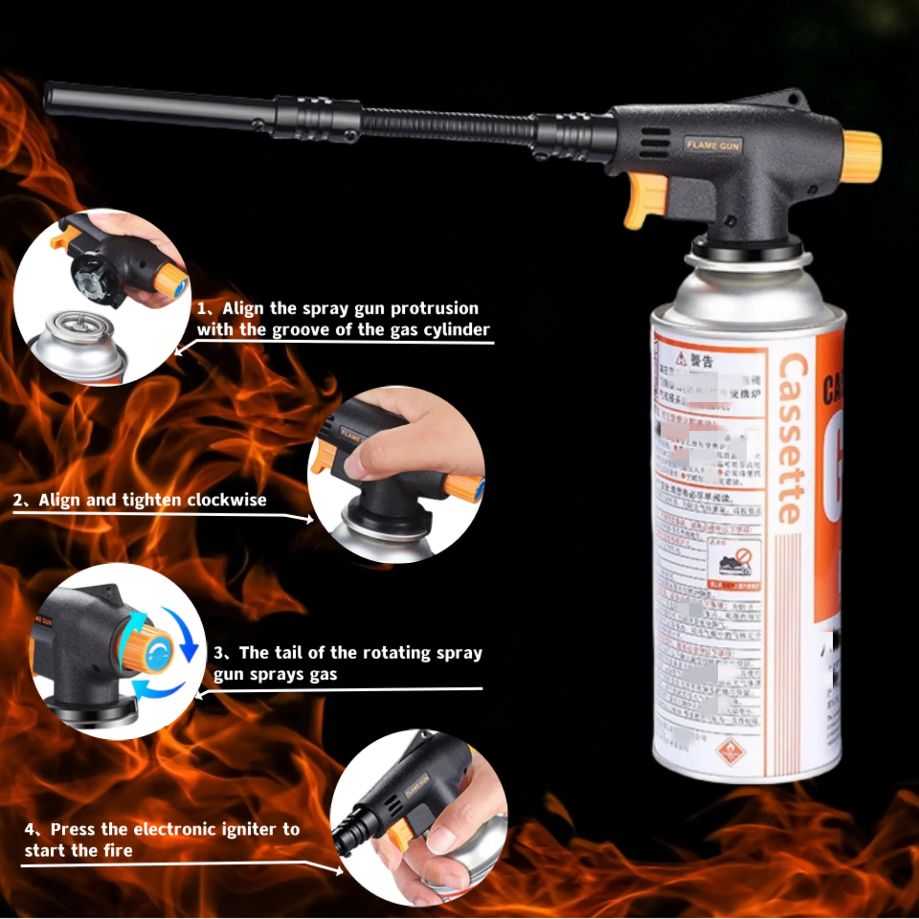 Gas Torch Butane Torch Welding Torch Portable Kitchen High Temperature Used for Cooking Charcoal Burning Barbecue