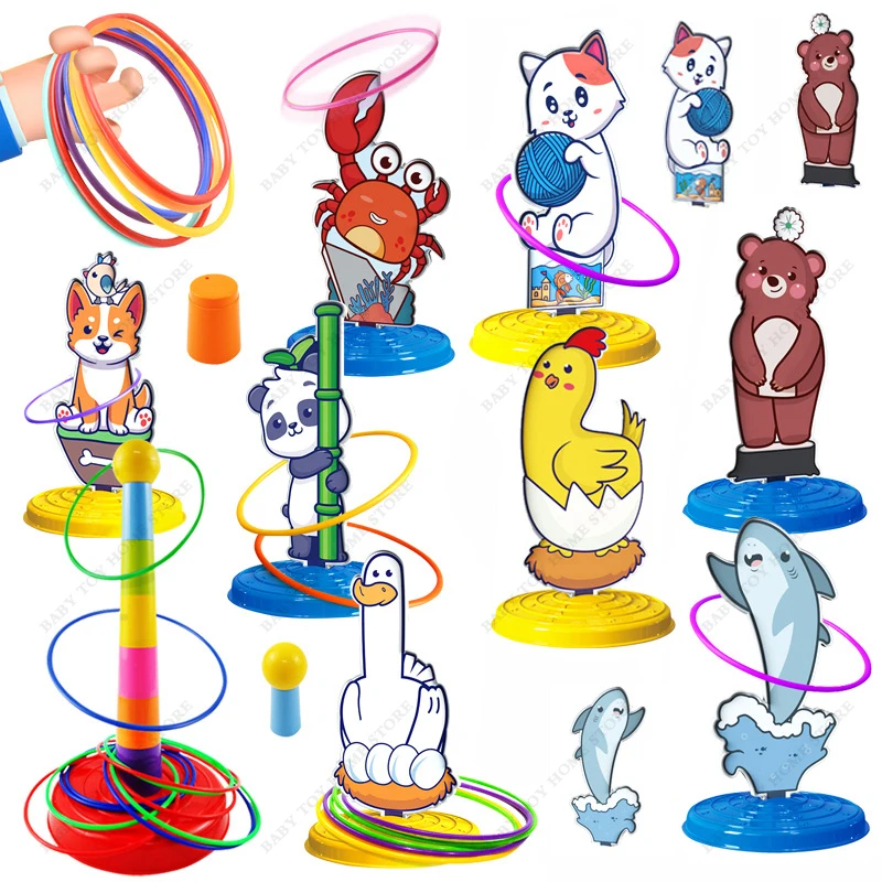 

Kids Animal Throw Circle Game Ferrule Stacked Toys Fun Indoor Outdoor Parent-Child Interactive Early Education Gifts