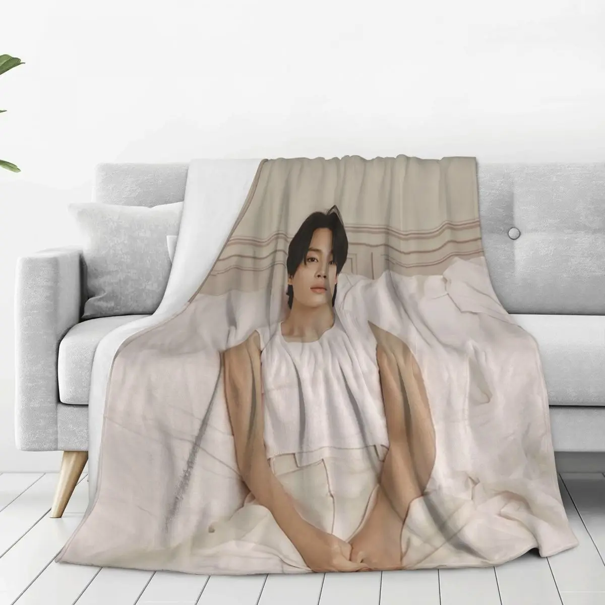 Jimin Face Blanket Fleece Multi-function Sofa Throw Blankets For Couch Bedding Office Throws Bedspread Quilt 2