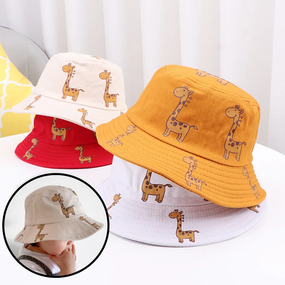 

Мультяшный жираф, Солнцезащитная пляжная шляпа, кепка для кемпинга и рыбалки, Повседневная Панама, весенне-осенние детские Панамы