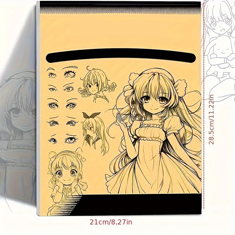 Libro di disegno artistico al tratto di personaggi anime: un semplice quaderno di esercizi di disegno a mano per principianti - 48 pagine di modelli di contorni - immagine 2