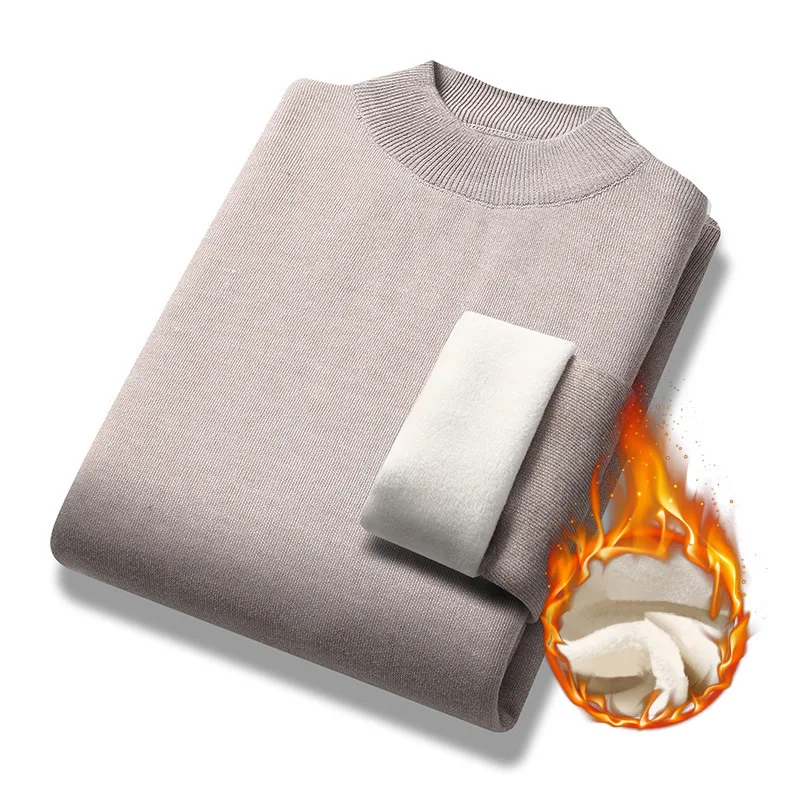 

Men Pullovers Turtleneck Winter Warm Thicken Knitted Sweater Long Sleeve Fashion High Quality Bottoming Shirt Men's Clothing