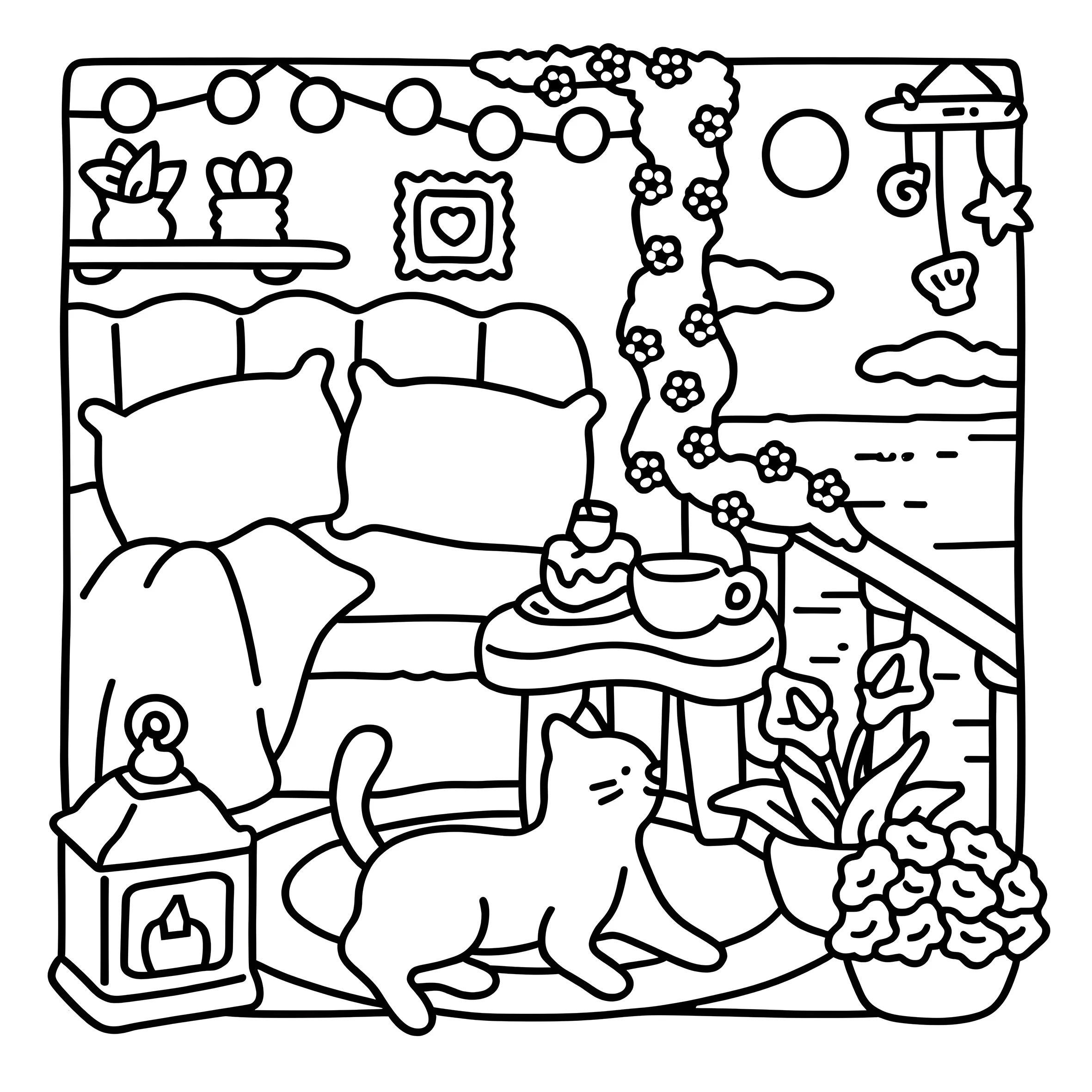 CAT MOMENTS Bold-easy Patterns Coloring Book for Adults Cute Drawing Book Perfect Gift for Party and Birthday 4
