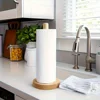 Bamboo Paper Towel Holder Wooden Dispenser Round Countertop Stand Kitchen Bathroom Organization Jewelry Accessories Storage Rack 5