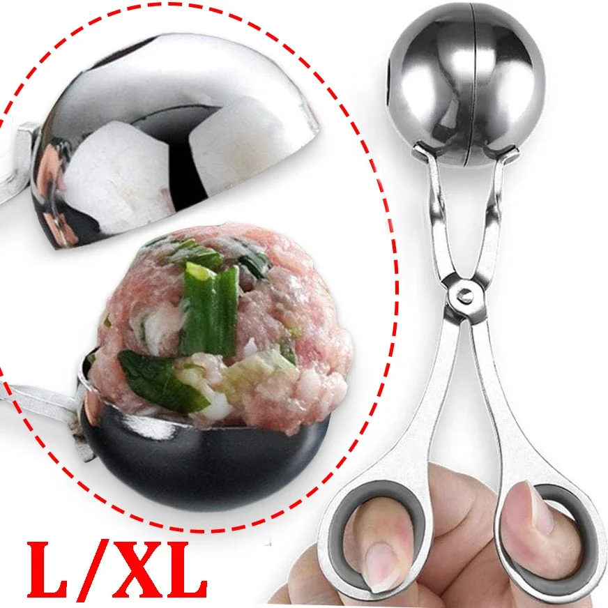 Big Meat Ball Maker Tool Stainless Steel Clip Round Rice Ball Shaper Spoon Meatball Making Mold Non Stick Stuffed Kitchen Gadget meat ball maker