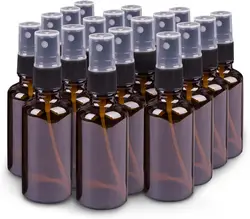 Set of 5 Amber Fine Mist Glass Spray Bottles (5ml-100ml) for Essential Oils, Perfumes, and Cleaning Solutions (100ml)