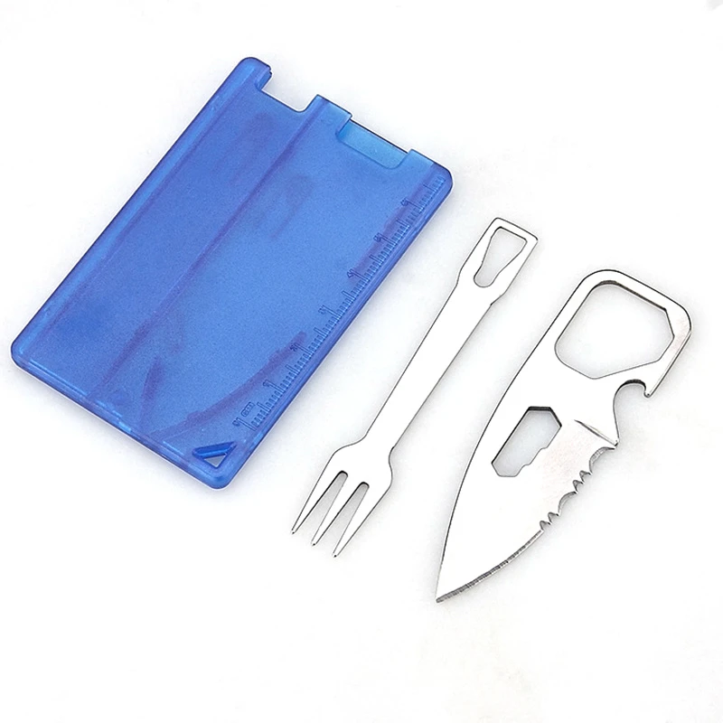 2023 NEW EDC Safety First Aid Outdoor Multifunction Tool Card Camping Survival Equipment Portable Barbecue Knife Fork