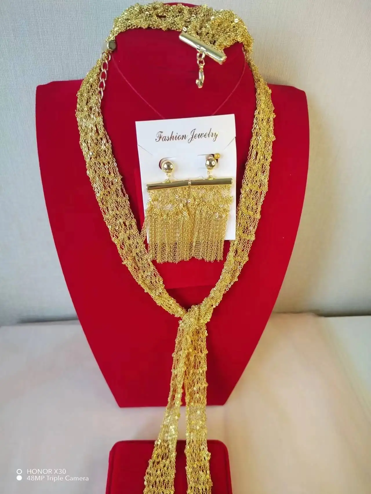 Dubai New Jewelry Set Bride Wedding Necklace Earrings Bracelet Party Anniversary Gift Popodion Women's Accessories YY10397