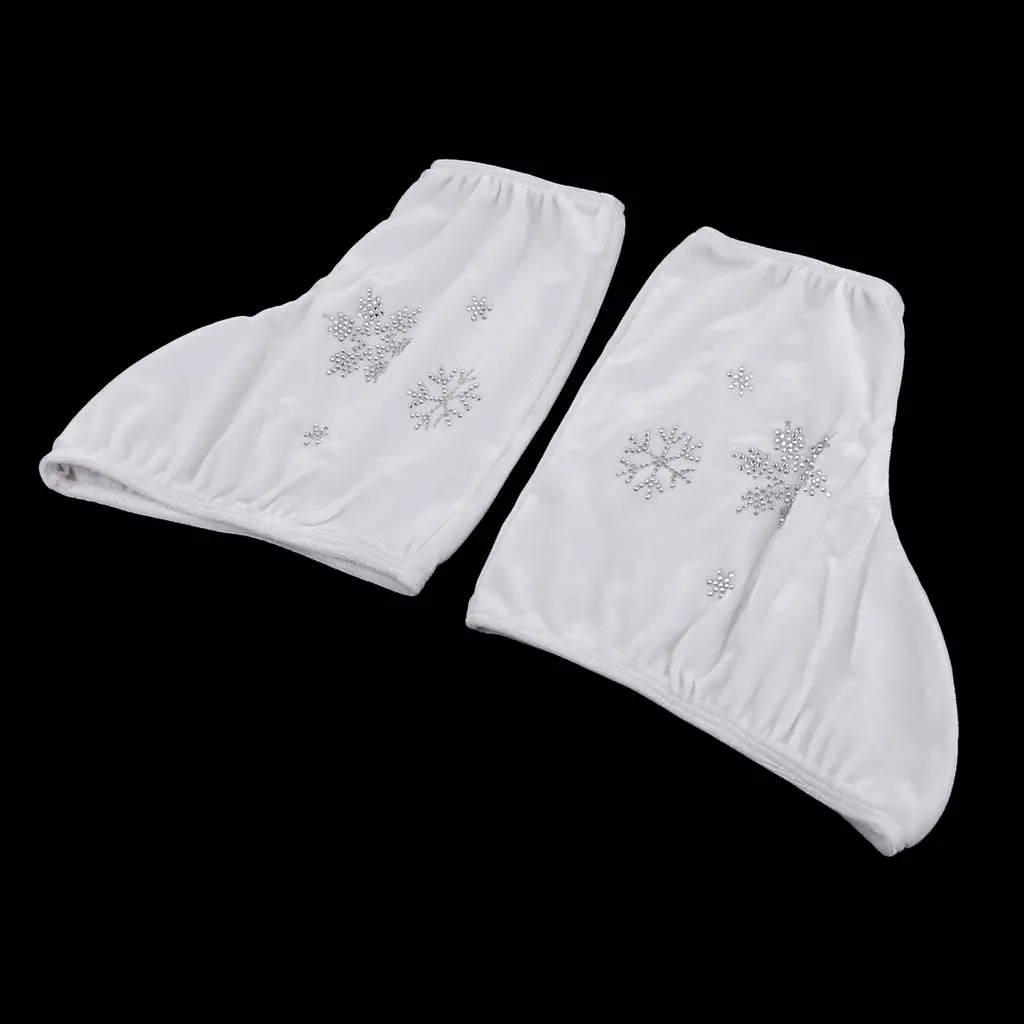 2 Pack Ice Skate Boot Covers-Roller Skating Wear Accessories-Performance Velvet , White-M, as described