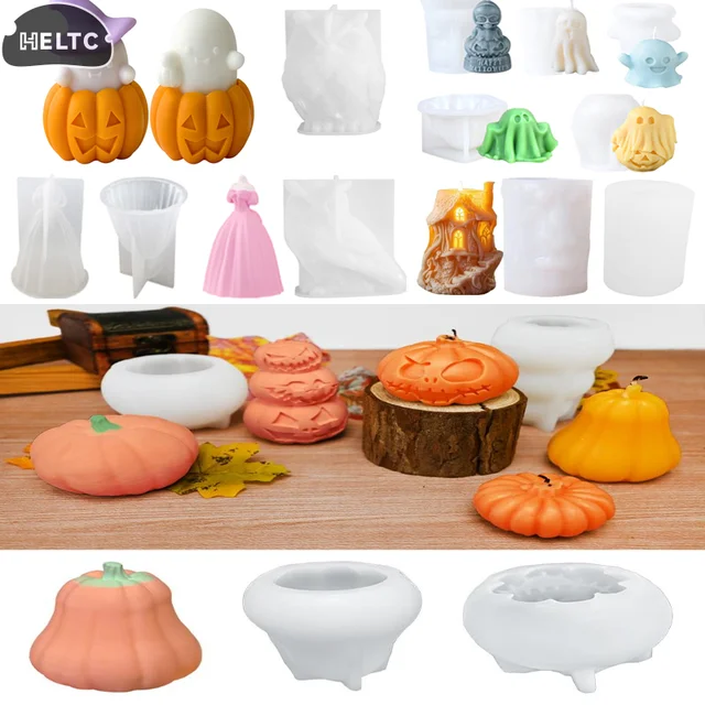 Halloween DIY Halloween Ghost Pumpkin Silicone Mold for Aromatherapy Candle 3D Pumpkin Candle Stand - Spooky Decor Crafting Tool