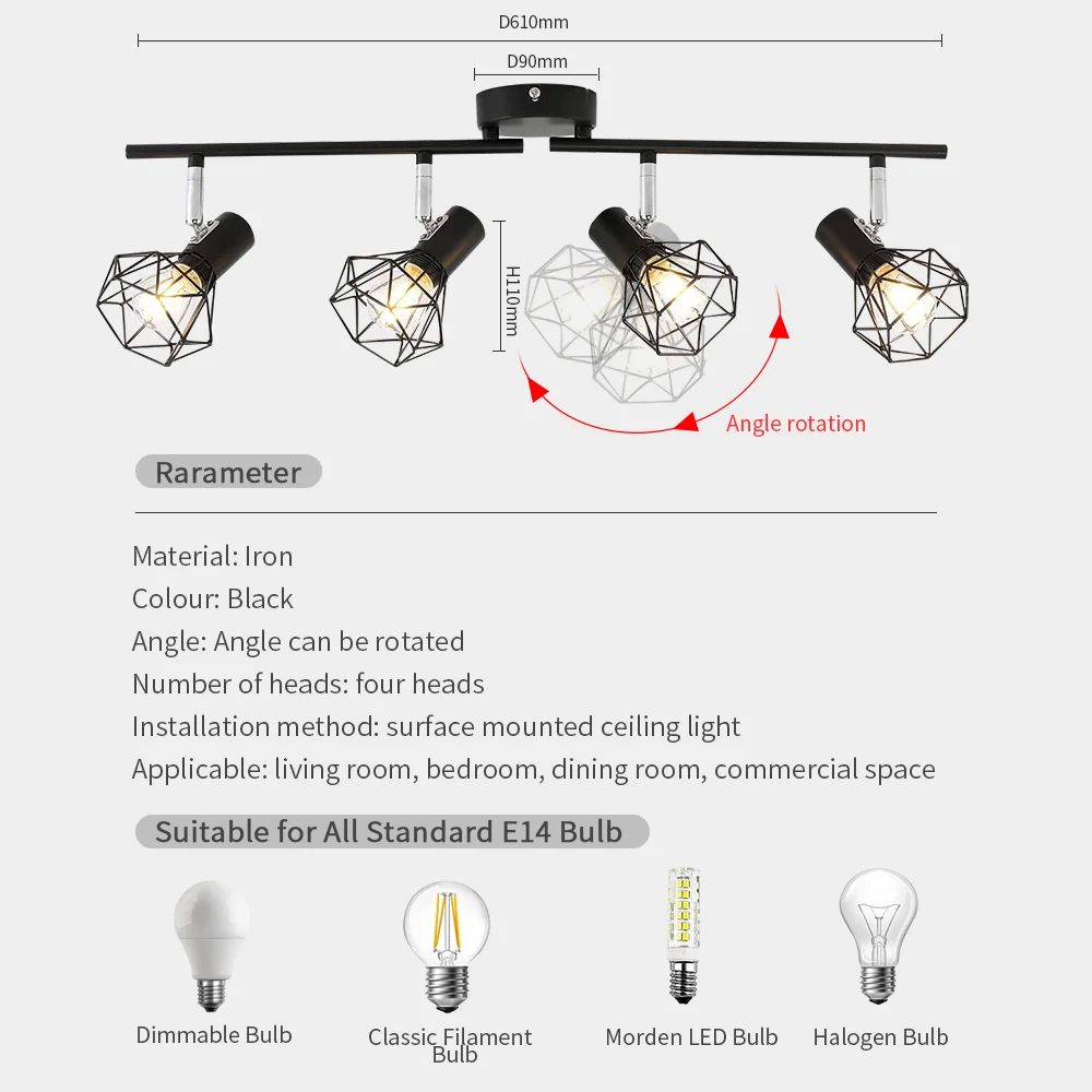 Foldable Led Track Lights Surface Mounted Spotlights Adjustable Angle Track Lighting Spot Lights for Home Kitchen Store 6