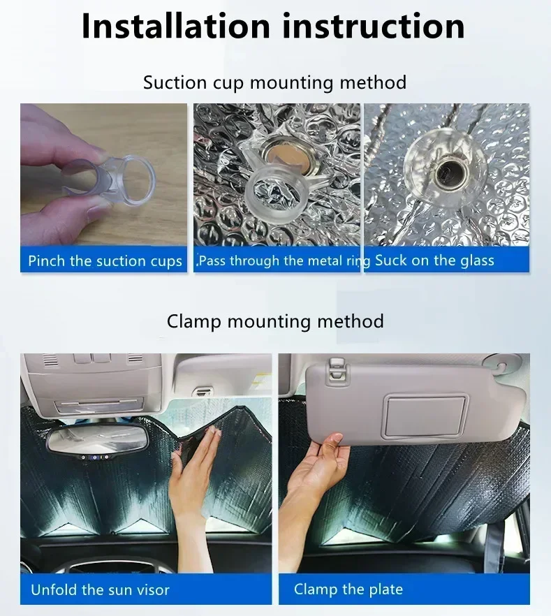 130X60CM Car Windshield Foldable Sun Shade Visor Cover Block Reflector Portable Breathable Anti UV Protector Screen Free
