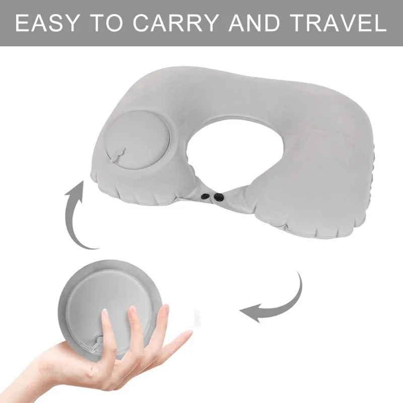 1pc Travel Pillows Airplanes Inflatable Super Light Portable Neck Pillow U-Shape Automatic Inflatable Cervical Vertebr Pillow Kitchen