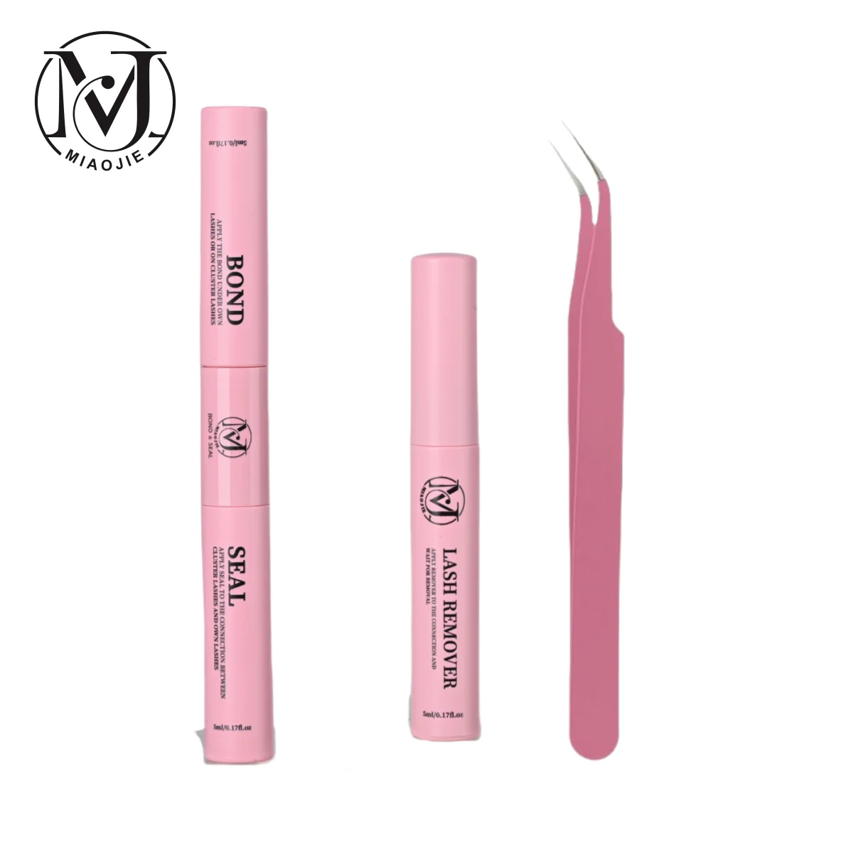 Eyelash Glue MJ Lash Bond and Seal 10ml Individual Lashes Glue and Seal Strong Hold Lash Extension Glue Remover 5ml Tweezers