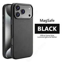 Premium Magnetic Leather Case with MagSafe Compatibility - Sleek and Durable Protection - iPhone 16 (BLACK)