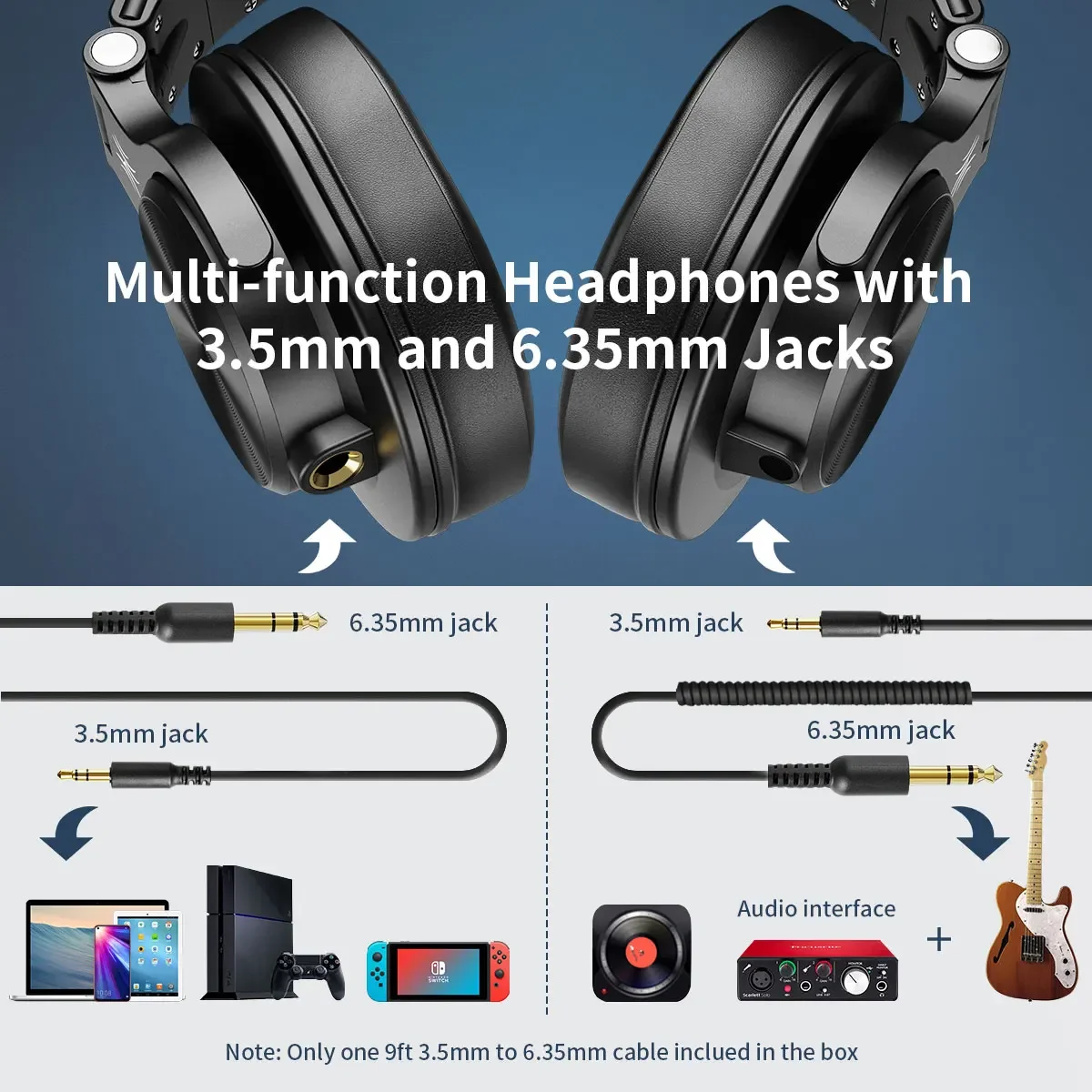 Enhanced Over-Ear Wired Stereo Headphones with Mic for Hi-Res Audio and Studio Monitoring