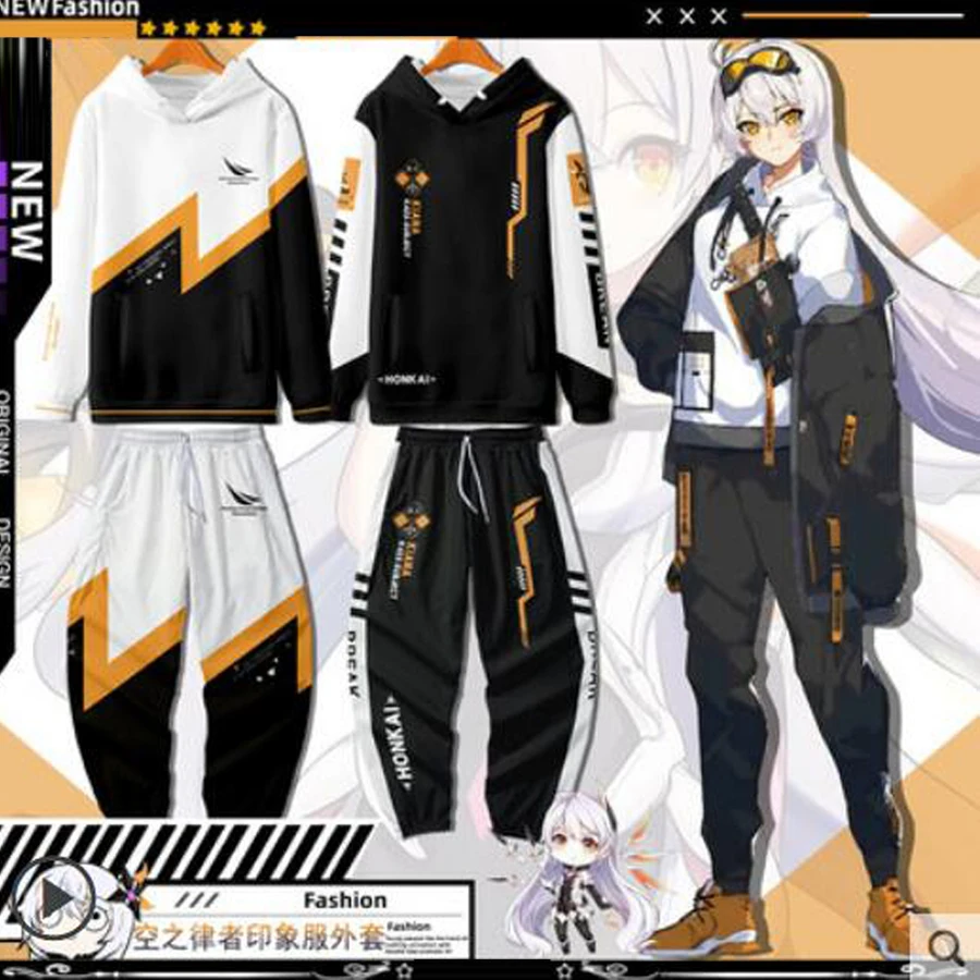 

Комплект спортивной одежды 3D Honkai Impact для мужчин, повседневный спортивный костюм, комплект из двух предметов, топ и брюки, костюм для косплея киана касланы
