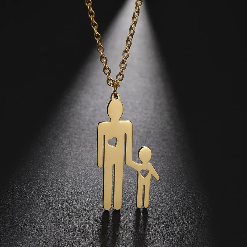 Dreamtimes Family Love Necklace Father Chain Kid Child Baby Son Daughter Gift For Woman Man Stainless Steel Pendant Jewelry Gift_voghion.com