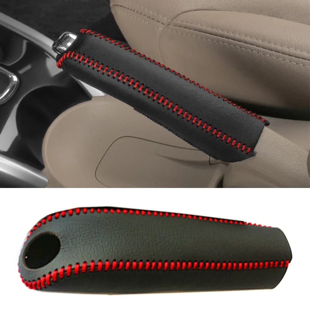 Car Leather Gear Handbrake Cover For Nissan Juke Qashqai J10 X-Trail Terra Micra Leaf Serena Armada Kicks Tiida Car Accessories hand brake cover car interior accessories gear head cover