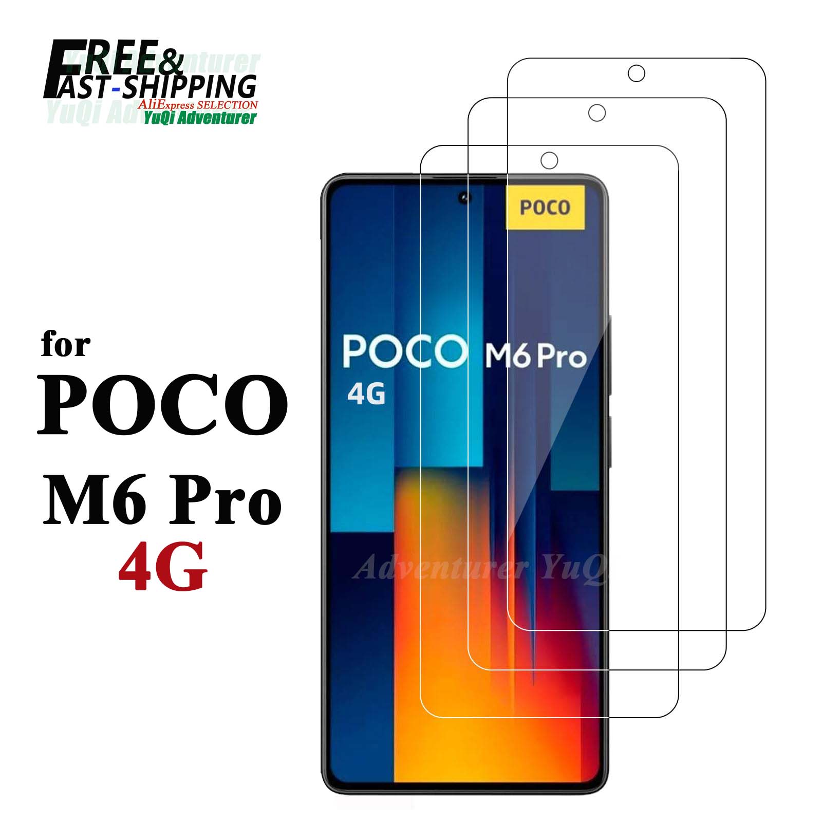 Screen Protector For POCO M6 Pro 4G Xiaomi Tempered Glass High Aluminum 9H Transparent Clear Case Friendly