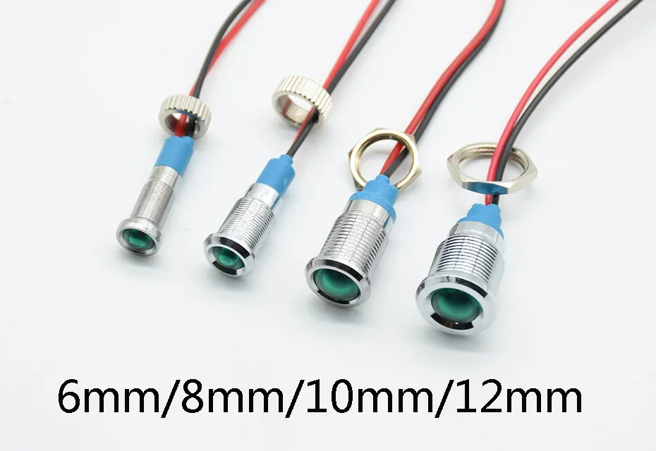 Description Picture 4 of item1pc 12mm 6V 12V 24V 220V  Waterproof Warning LED Metal Indicator Pilot Light Signal Lamp  Machine Car Boat Working PC Power
