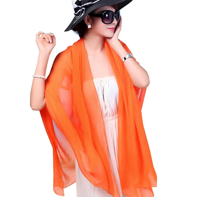 Elegant Ultra-Light Silk Scarf: Women's Red Sunscreen Beach Wrap Accessory