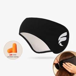 Plush Blackout Sleep Mask with Noise - Reducing Earmuffs - Ultra - Comfort Cotton Blindfold for Restful Sleep (B - Black)