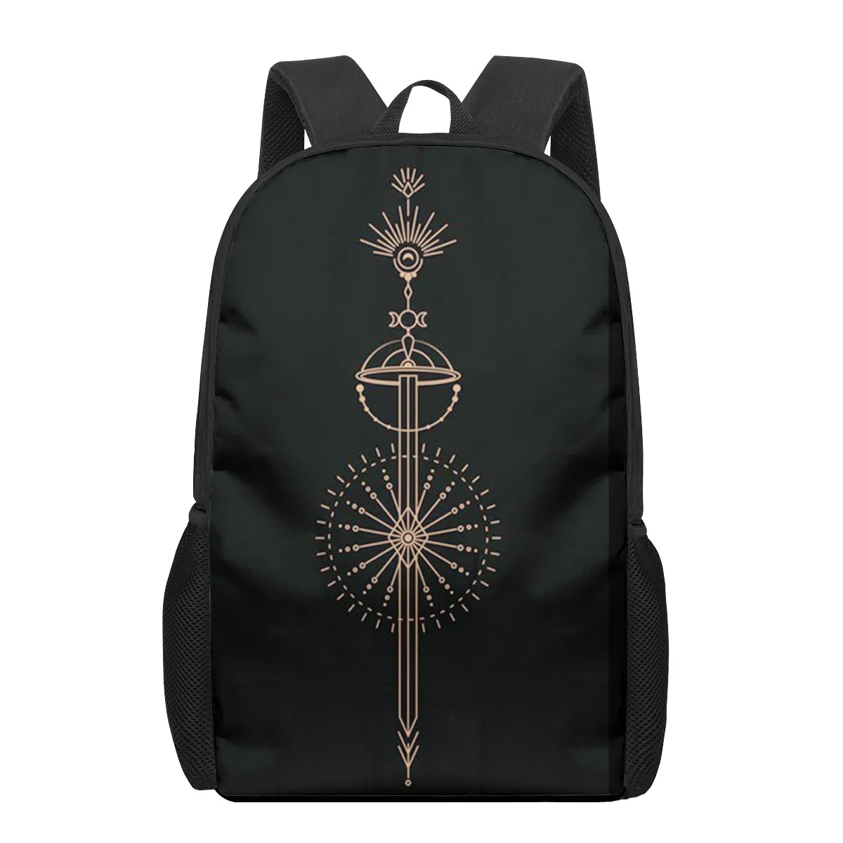 Dark gold art eye sun stars 3D Print Book Bags Back to School Bag Set for Boys Girls Kids Backpack Stylish Elementary Children