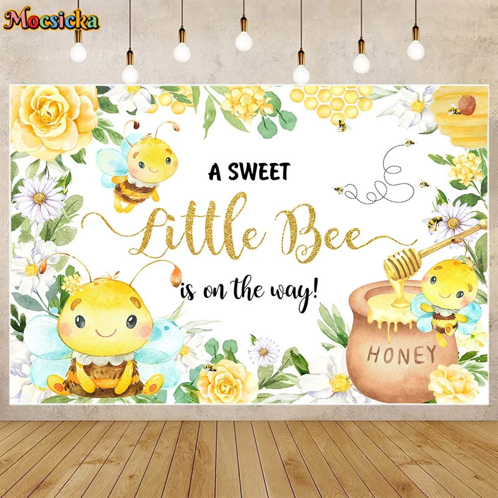 

Mocsicka Newborn Baby Shower Backdrop Bees Honey A Sweet Little Bee Is On The Way Photo Background Boy Welcome Party Decor Props